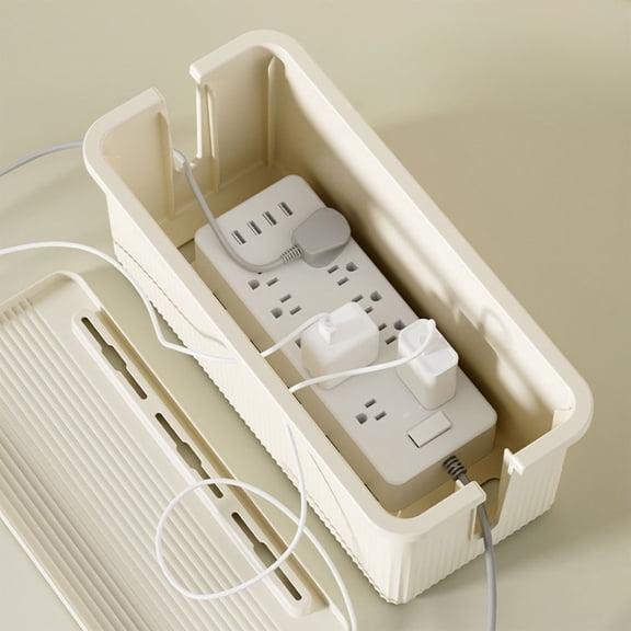 Power Strip Cable Management Box Large, Desktop Cord Organizer for Surge Protector Adapter, Hide Computer TV Wires Home Office Organizer Box