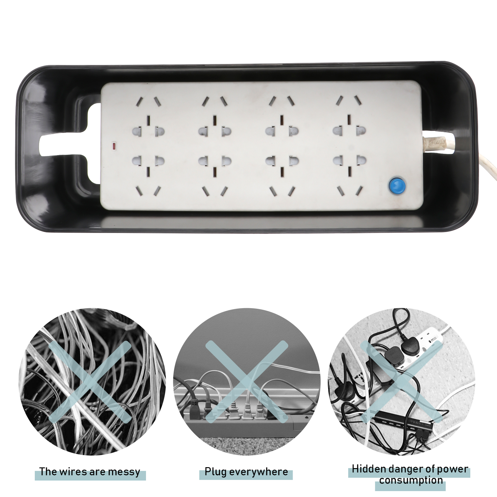 Power Strip Cable Management Box Organizer Plastic Cable Storage Case