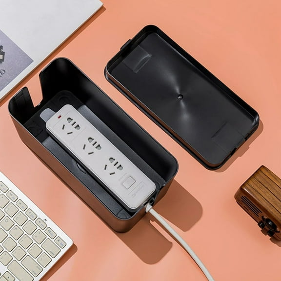 Power Strip Cover Box with Lid - Cable Management Box Organizer for Home, 6-12 Outlet Cord Hider,Strip Protector Cover TV Wire Concealer,Fireproof Safe Proof Cord Box for Home Office