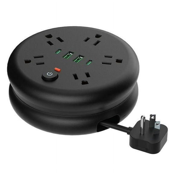 Power Strip,Extension Cords Surge Protector with 3 USB & 1 TypeC & 5 Outlets Portable Desktop Charging Station Long Extension Cord 70 inches for Office,Home,Hotels,Cruise Ship,Nightstand,Black