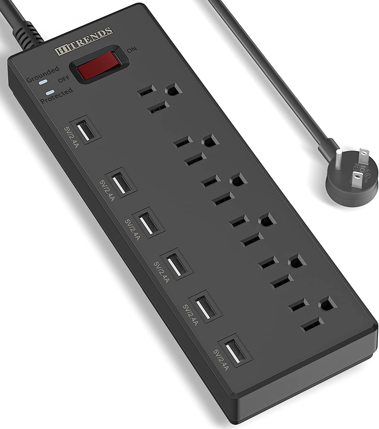 HITRENDS Power Strip With USB & Type-C – 6 Ft Surge Protector With 8 Outlets, 6 USB Ports For Home & Office