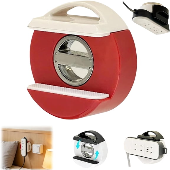 Power Strip Holder Wall Mount, 2026 New Power Strip Holder,Suction Cup Wall Mount Socket Holders, No Drill Cable Management for Cable Management Home Office, Kitchen (Red)