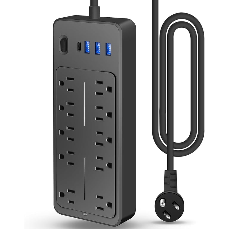 Tower Power Strip Multi Outlets with 2 USB 2 Type C 2M Extension Cable EU Plug Vertical Electric Socket Overload Protection Tower Power Strip Multi Outlets with 2 USB 2 Type C 2M Extension Cable EU Plug Vertical Electric Socket Overload Protection