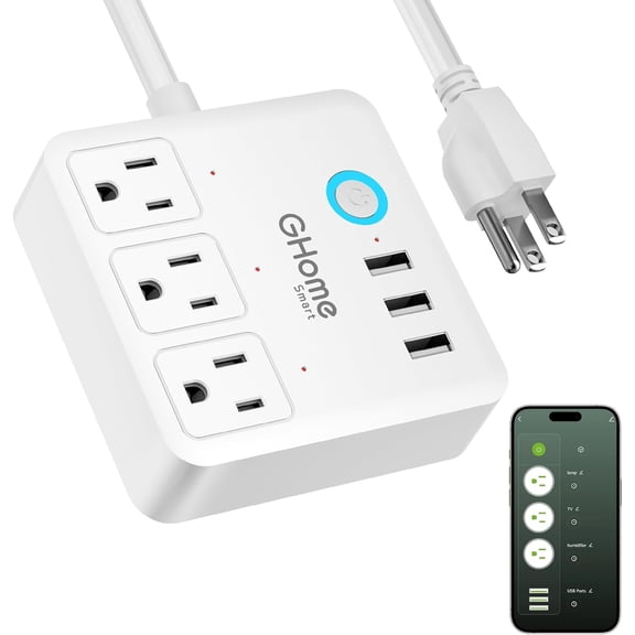 Power Strip Surge Protector 10A, Smart Plug that Works with Alexa & Google Home, 6 in 1 WiFi Outlets with APP Control, White Extension Cord 2.4G WiFi Only, ETL FCC Listed, No Hub Needed