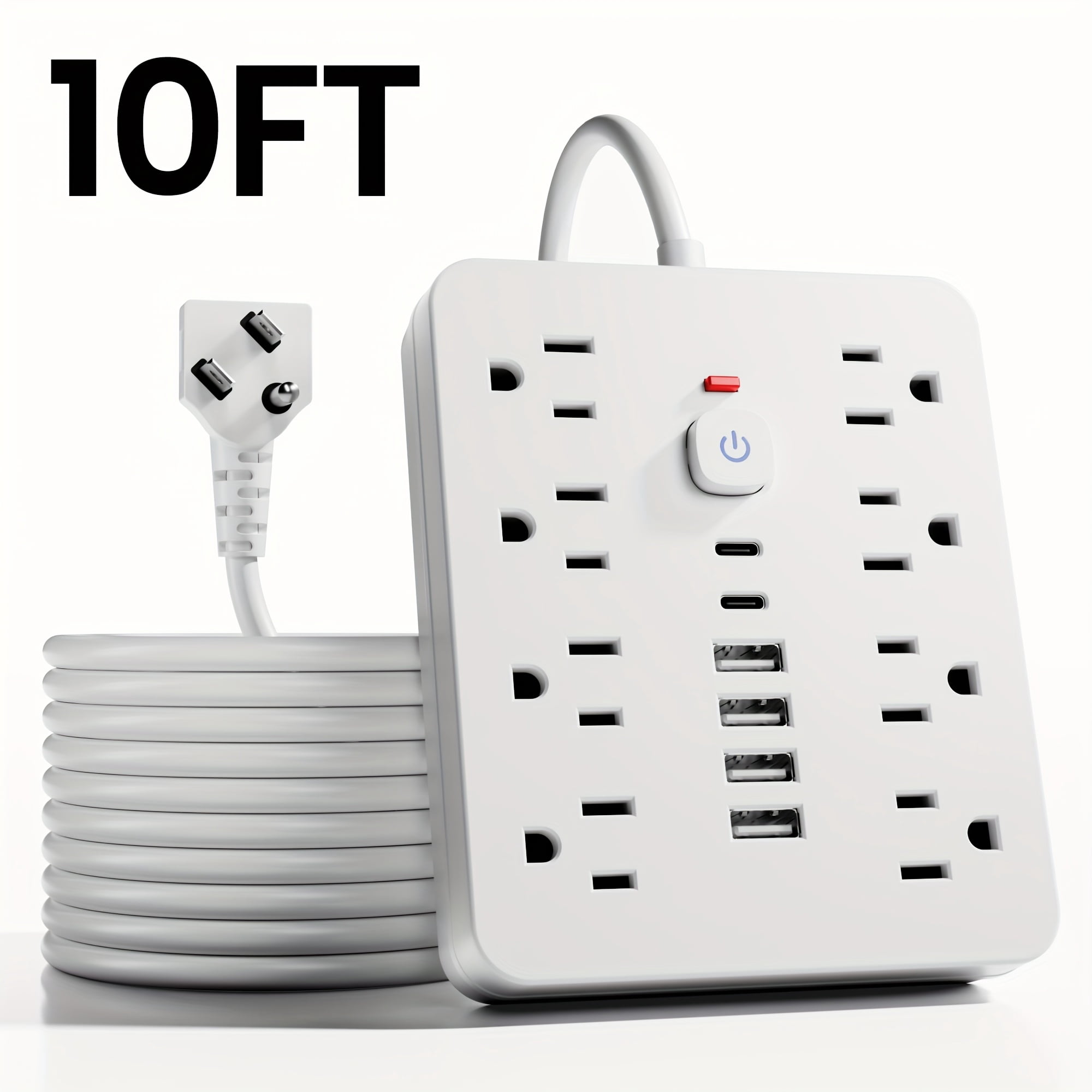 Power Strip Surge Protector, 14-in-1 Multi Plug Outlet with 8 AC & 6 ...