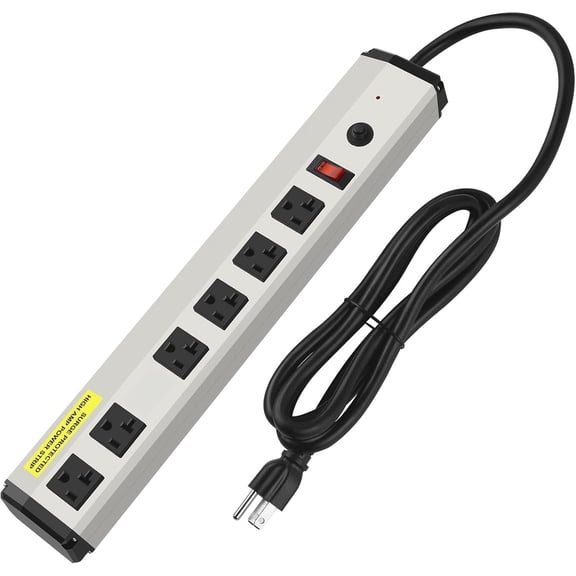 Power Strip Surge Protector 20 Amp, High Amp Industrial Shop Garage  Multiple Outlets, 15 FT 12 Gauge 5-15P Extension Cord 6 Outlet 6-20R T-Slot 20a for Appliance.