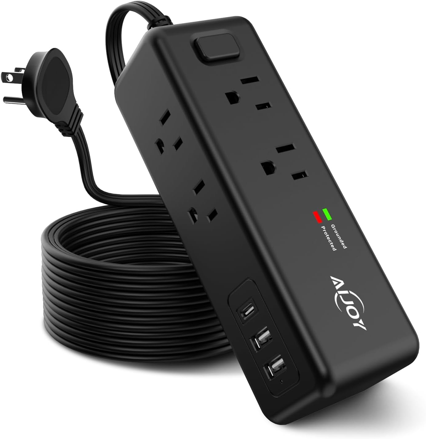 Power Strip Surge Protector, 5 FT Extension Cord with 8 AC Ports and 3 USB Ports (1 USB C), 3