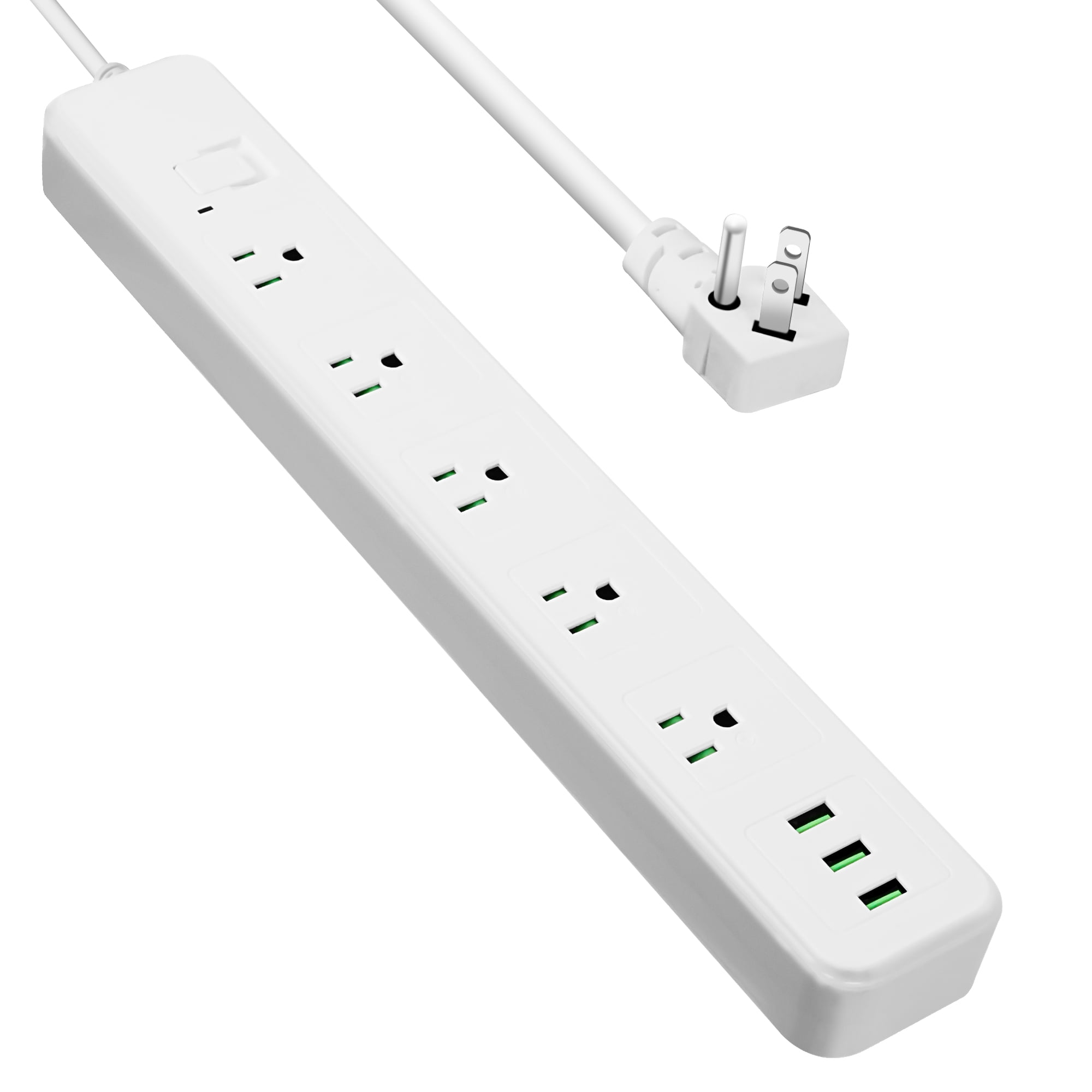 Power Strip Surge Protector, 6.5Ft Extension Cord with 8 Outlets 4 USB Ports(2 USB-C), Wall Mount for Home Office (White)