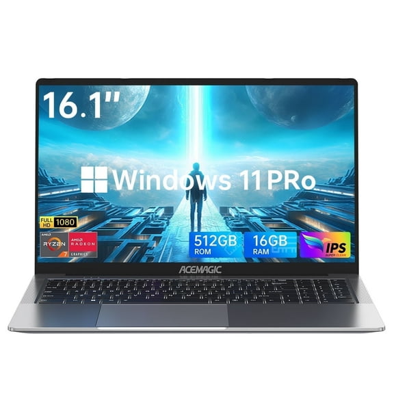 NIPOGI Laptop 16.1 FHD Gaming Laptop, AMD Ryzen 7 7735HS, 16GB RAM, 512GB SSD, Windows 11 Pro, WiFi 6, Backlit KB, Gray
