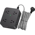 thumbnail image 1 of Power Strip Surge Protector,  8 Outlets with 4 USB Charging Ports(2 USB C), 3 Side Outlet Extender with 5 Ft Extension Cord, Flat Plug, Wall Mount, Desk Charging Station for Home Office ETL, 1 of 7