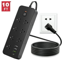 Meromore 1875J 10FT Power Strip Surge Protector with 13 Outlets 4 USB Charger
