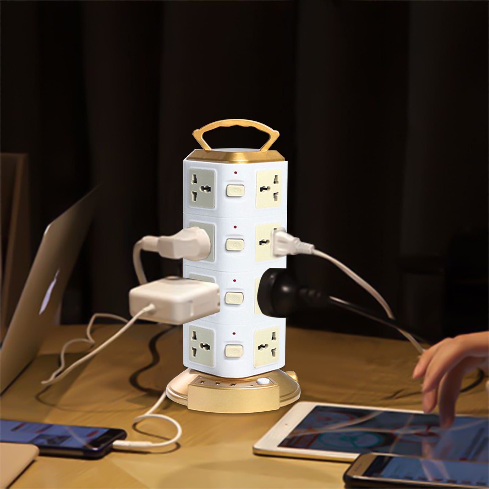Power Strip Surge Protector Tower with 16 Outlets, QQZ Vertical Space Saving Power Strip with 3 USB Ports, 6.6ft Extension Cord Charging Station for Home Office Electrical Equipment, White