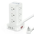 thumbnail image 1 of Power Strip Tower 12 Outlets with 4 USB Ports Surge Protector Electric Charging Station 6.5ft Cord, White, 1 of 8