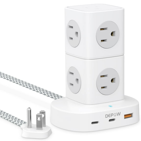 DEPOW 9 Outlet Surge Protector with 3 USB (2 USB C), 1700J Surge Protection, 5Ft Braided Cord