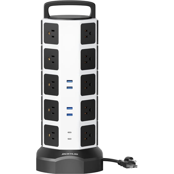 Power Strip Tower Surge Protector, 20 Outlets 6 USB (2 USB C) Charging Station, Extension Cord with Multiple Outlets, 1050J 1625W/13A Outlet Extender 6.5ft Extension Cord for Home Office