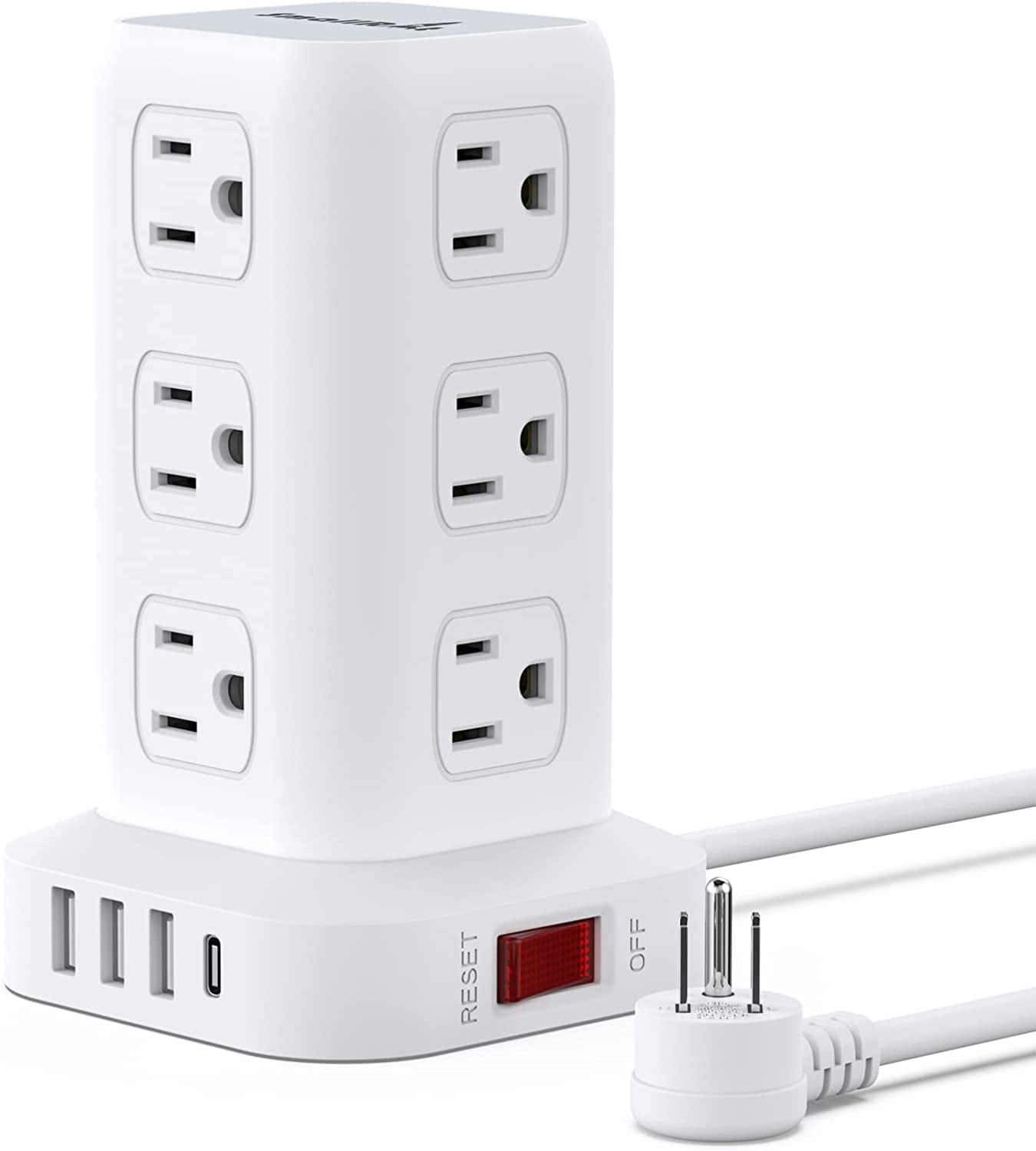 Surge Protector Power Strip Tower - 12 Widely Outlets with 4 USB Ports (1 USB  C), 6FT Heavy Duty Extension Cord, Flat Multi Plug Outlet Extender Overload  Protection for Home Office - Yahoo Shopping