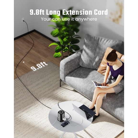 Power Strip Tower with 12 Outlets and 35W USB Charging Station