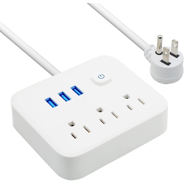 Power Strip with USB.3 Outlet Extension 3 USB Ports.Non Surge Protector ...