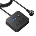 Power Strip with USB, Flat Plug Extension Cord with 3 AC Outlets, 3 USB