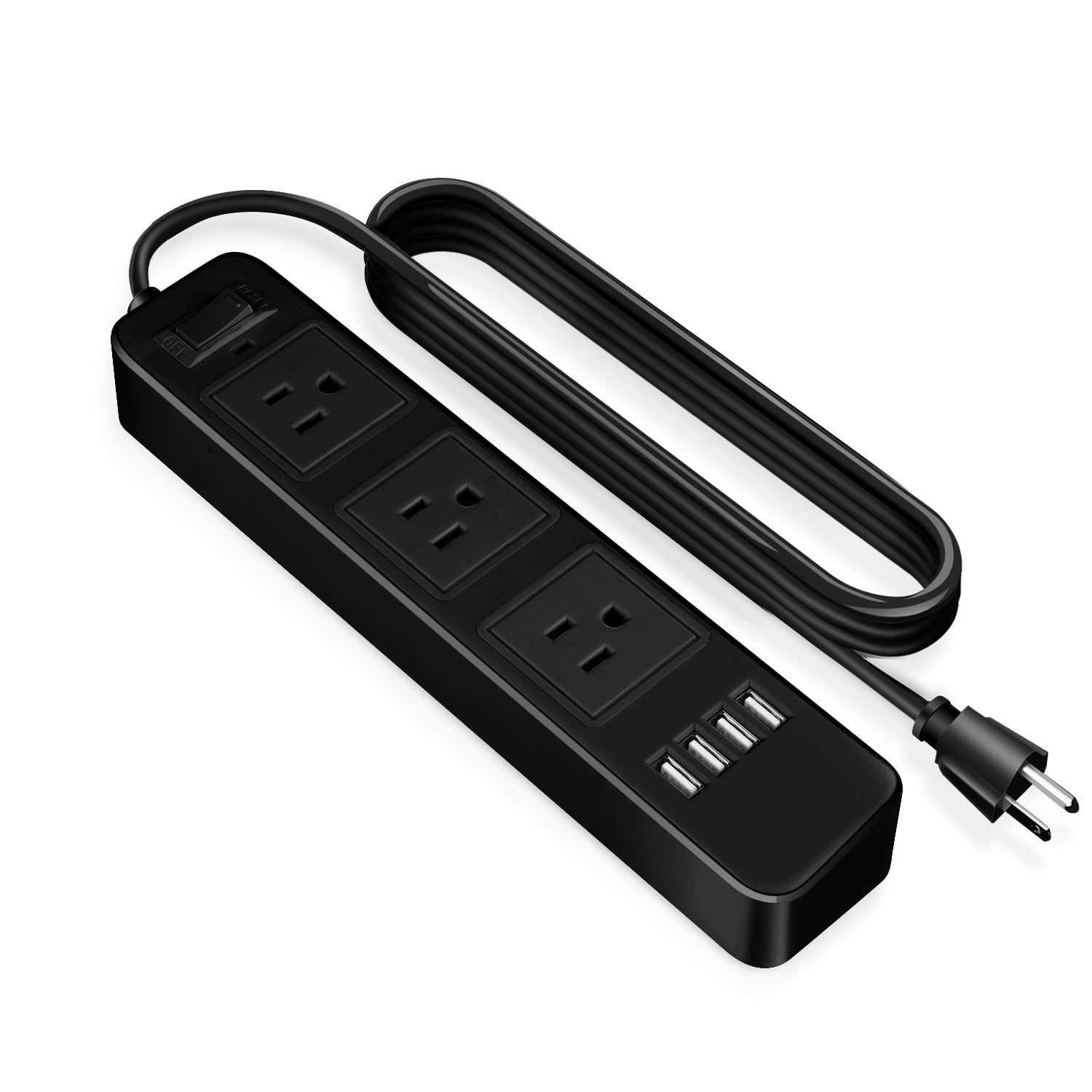 Power Strip with USB Surge Protector - 3 AC Outlet 4 USB Port Charger ...