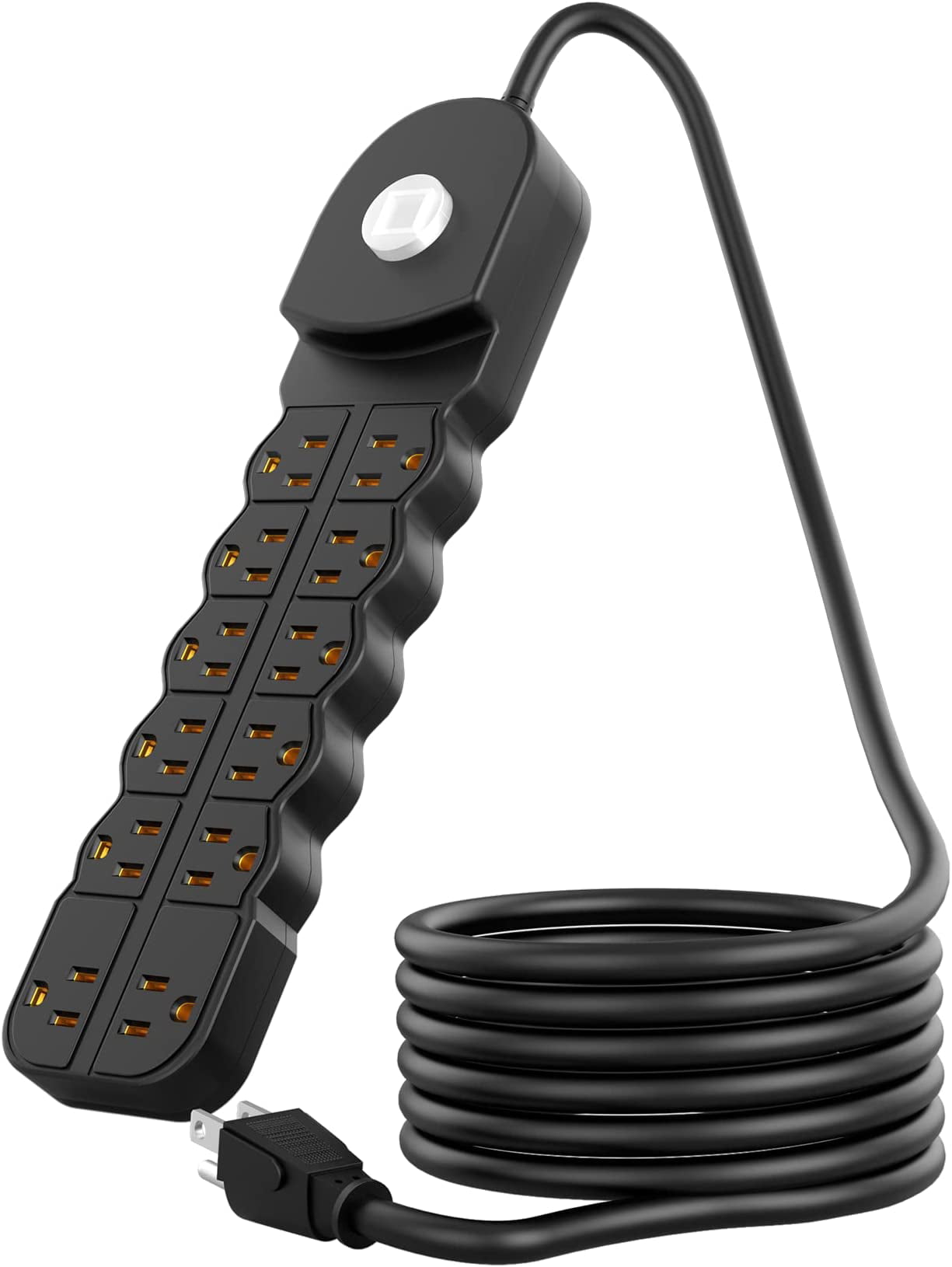 Power Strip with 12 Outlets 6 ft, Heavy Duty Multiple Plug Outlet Extension  Cord with On/Off Switch, 1 Pack (Black)