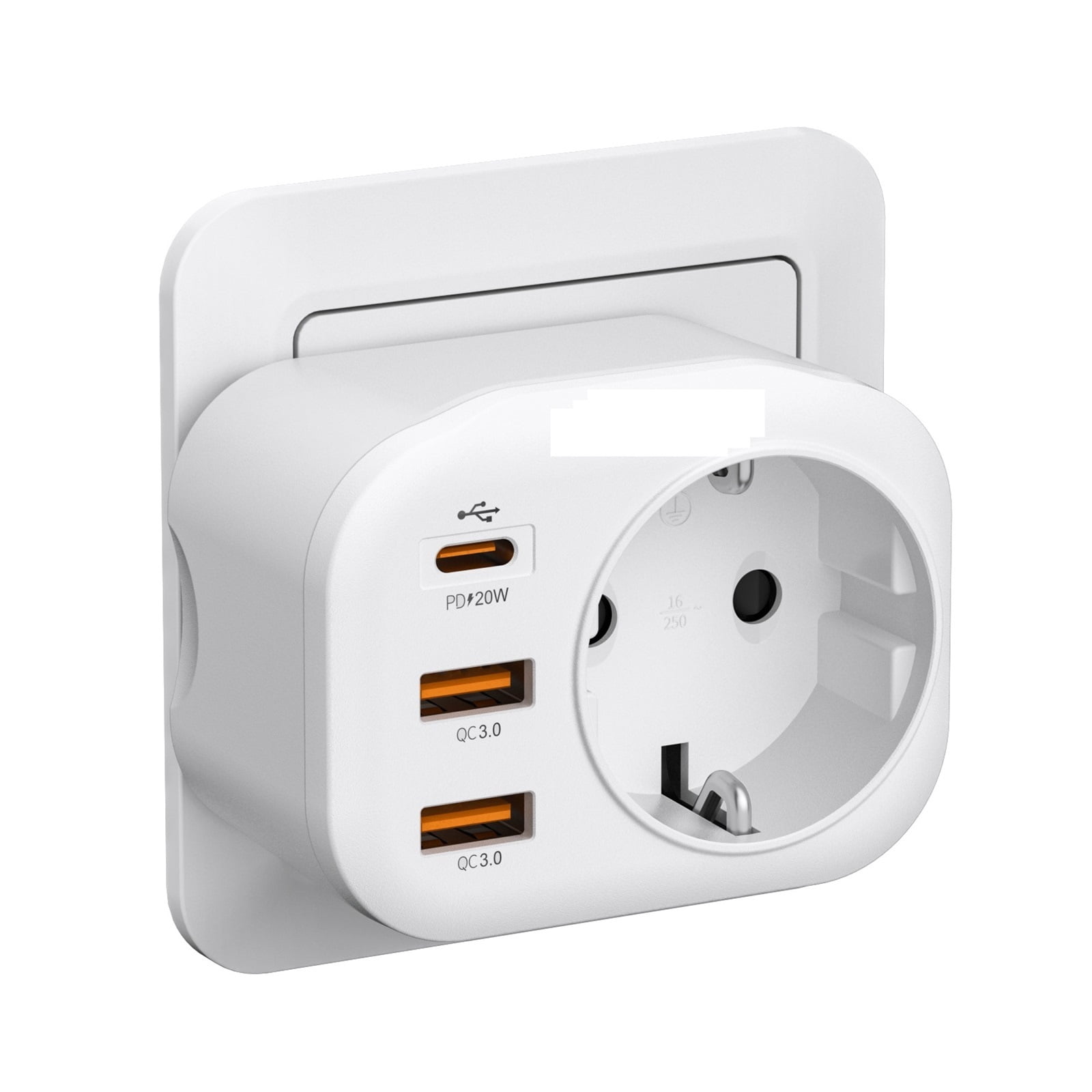 Power Strip with 3 AC Outlets +3 USB Charging Ports+ 1 Type C 5V 2.4A ...