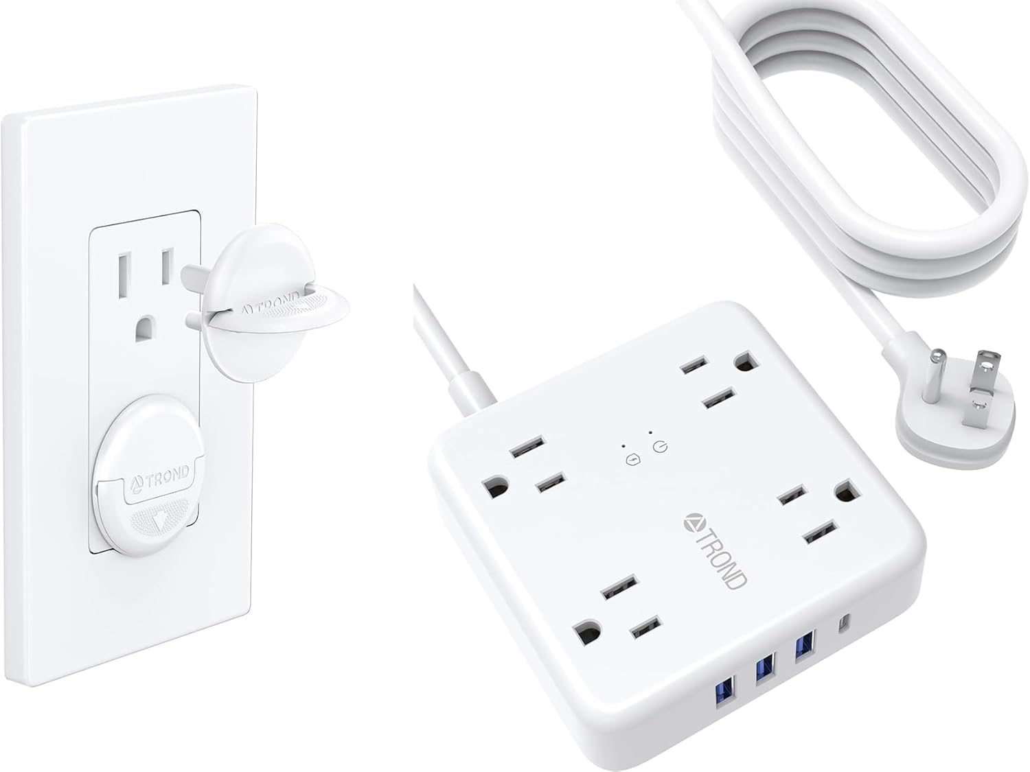 Power Strip with 32 Pack Outlet Covers, for Baby Proofing, Pet Proofing