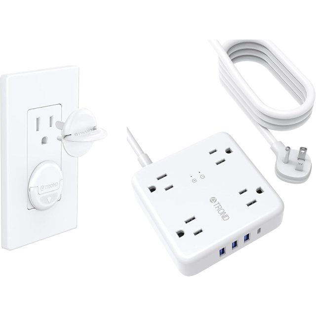 Power Strip with 32 Pack Outlet Covers, for Baby Proofing, Pet Proofing