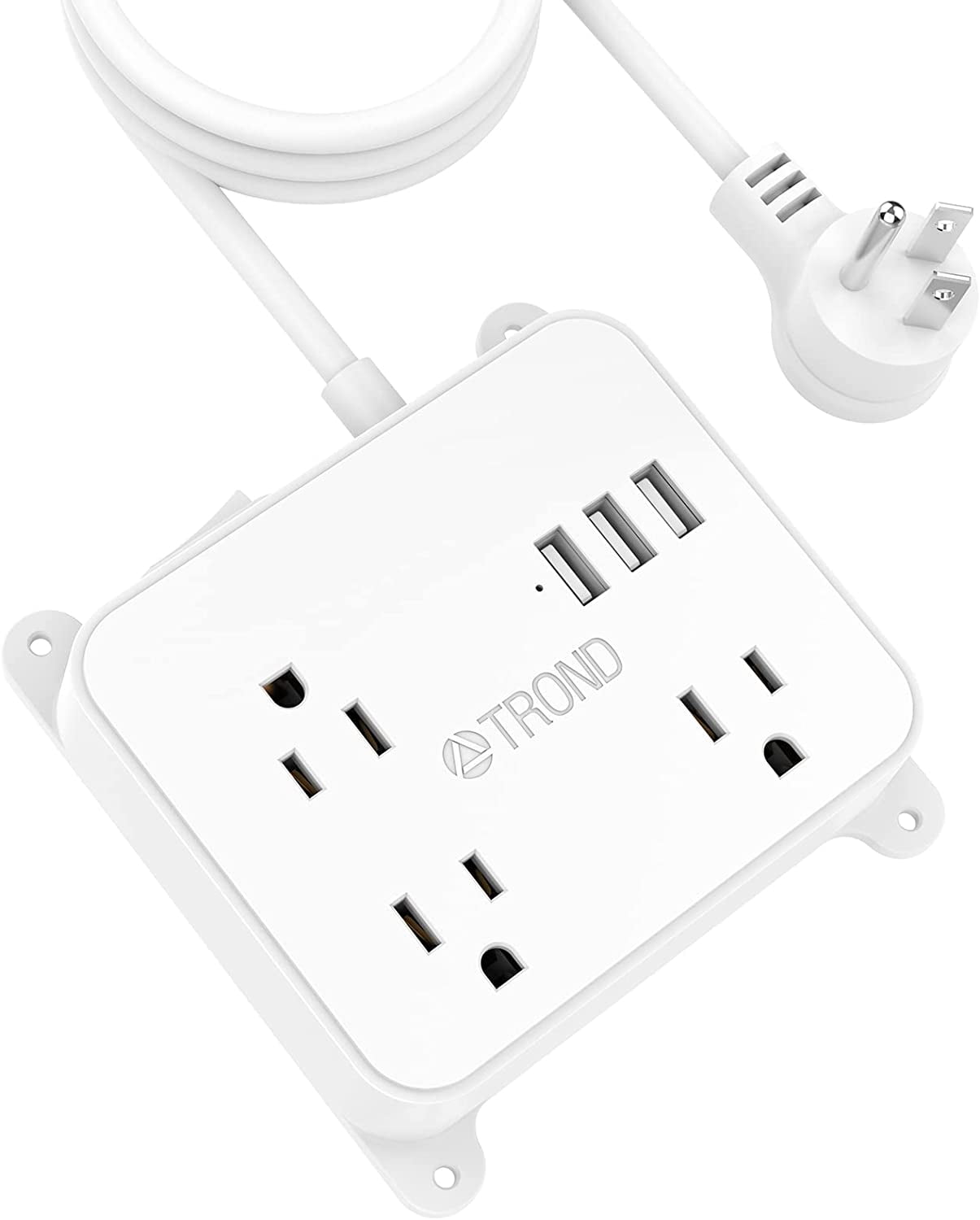 Power Strip with Long Cord, TROND 3Outlet Extender with 3 USB Ports