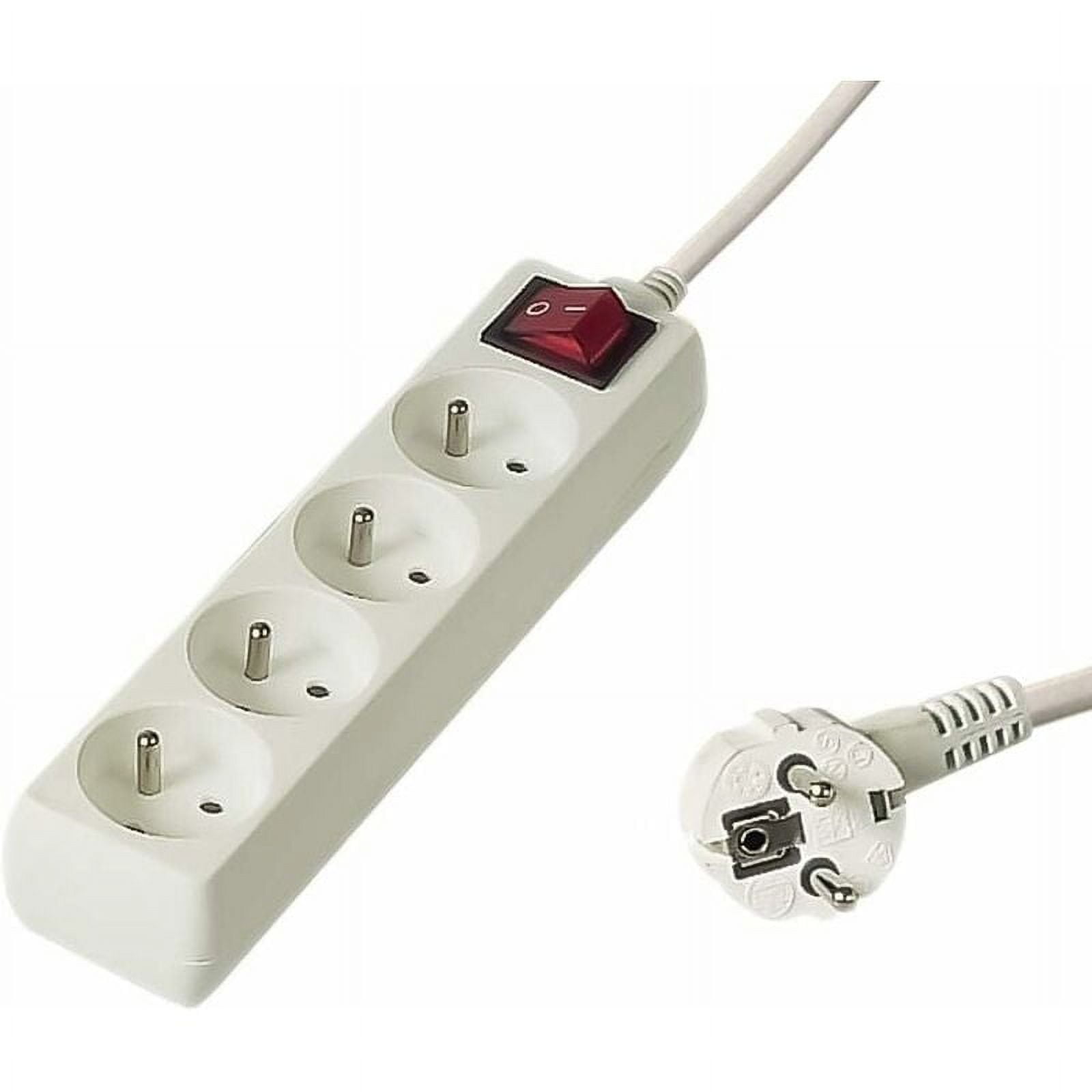Power Strip with Mains Switch 2m, 4 Sockets, 220V Extension Cord, Quality Power Strip with Child Safety, White Color,