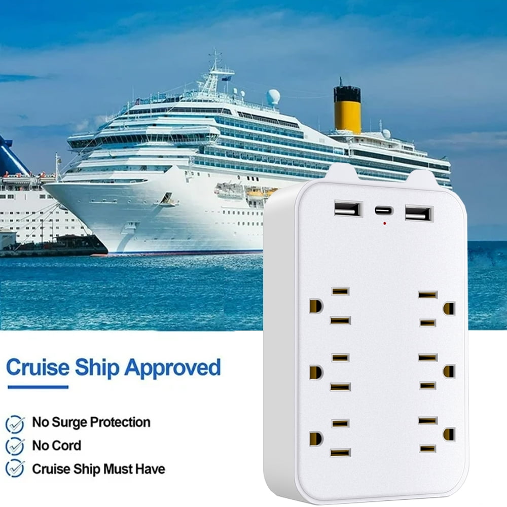 Power Strip with USB Ports,Cruise Essentials，Outlet Extender，Multi Plug