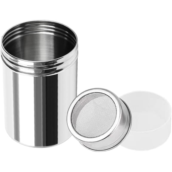 Power Sugar Shaker uster with Li, Fine Mesh Shaker Power Cans for baking soa Cocoa Cornstarch Coffee Flour ect(1 Pack)