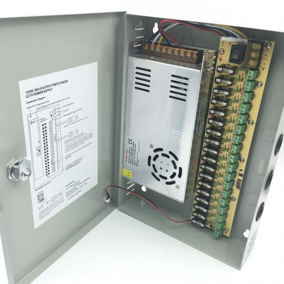 Power Supply Distribution Box Compact Size - 12V DC 16 channels High Output 30 Amps, Fused
