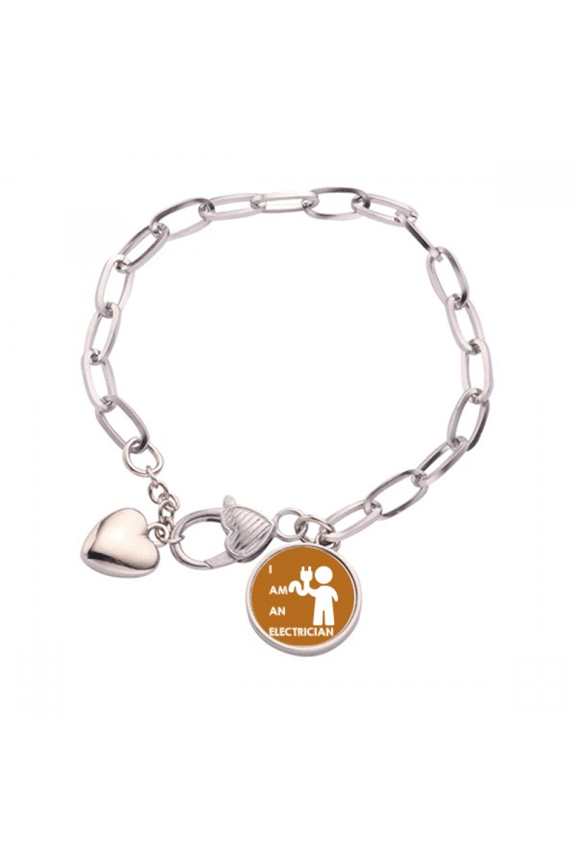 Power Supply Electricity Wage Source Job Heart Chain Bracelet Jewelry Charm Fashion