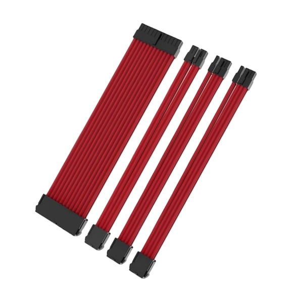 Power Supply Sleeved Cable Extension Set 30CM 24Pin PCIE GPU 8Pin CPU 4+4Pin Extensions with Cable Combs Set
