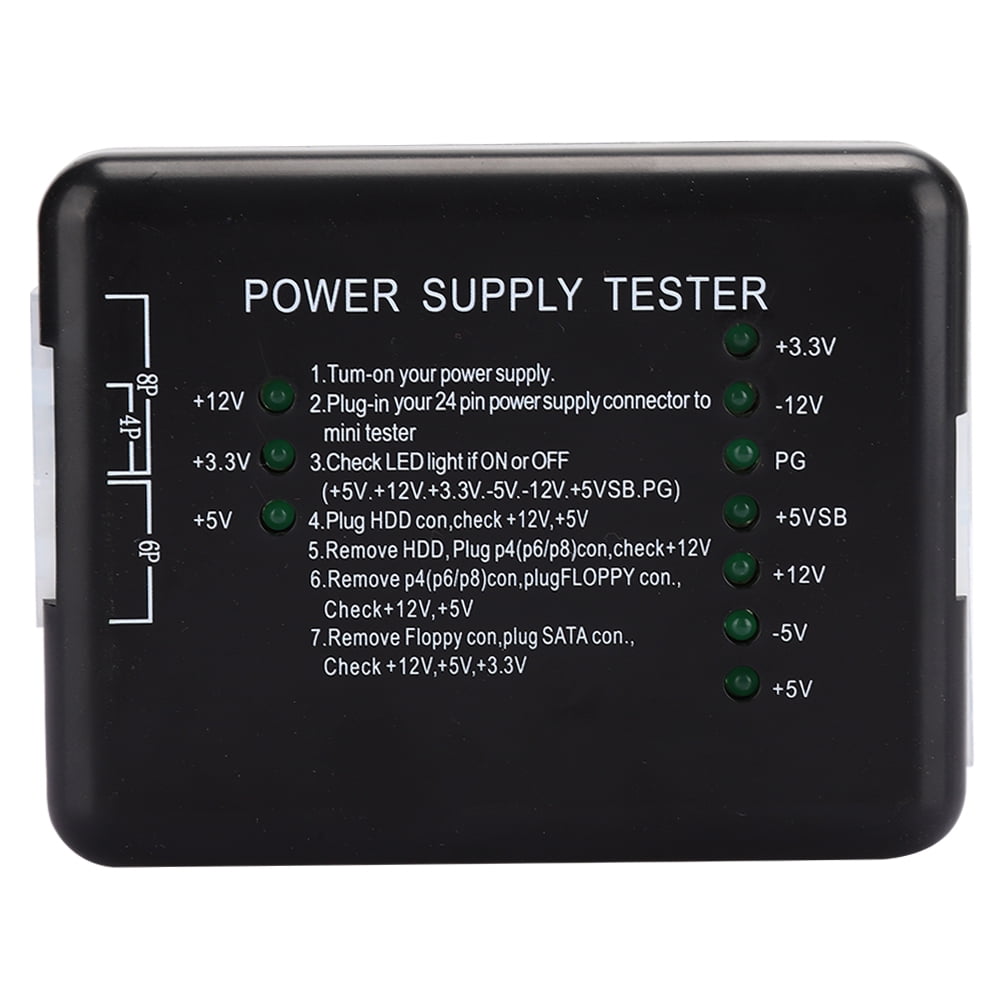 Power Supply Tester Black ABS Support ATX with LED Indicator Light