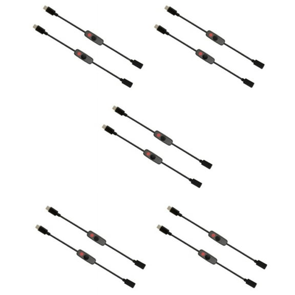 Power Switch USB Type C with Indicator Light Male to Female USB-C Extension Cable Switch for 4B 10 Pcs,10 * For Raspberry Pi Power Switch,Black