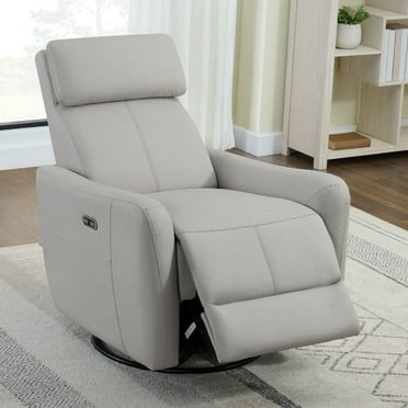 CHITA Power Swivel Glider Recliner with USB Ports and Thick Headrest, Dove Gray