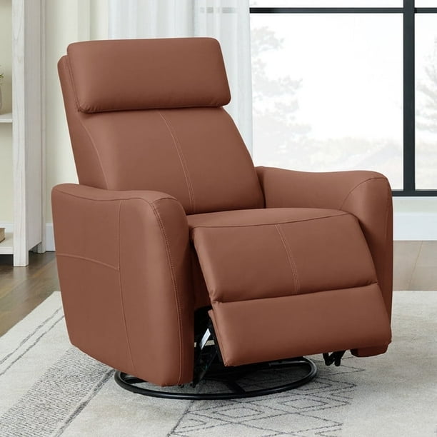 CHITA Power Swivel Glider Recliner for Living Room Nursing Chair Faux Leather Recliner with USB Ports Dove Gray