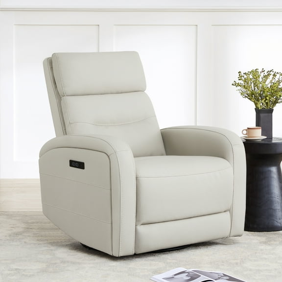 Spruce & SpringPower Swivel Glider Recliner with USB Charging for Home Theater, Cream