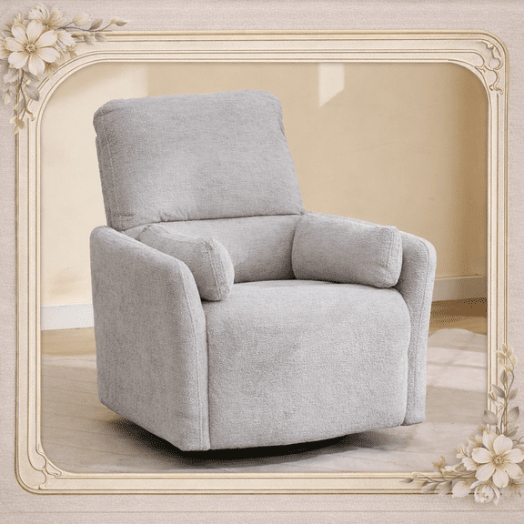 Power Swivel Glider with Type-C Port for Living Room, Single Chair, Suede Polyester Lounge Armchair with Glider, Reading Chair for Adults