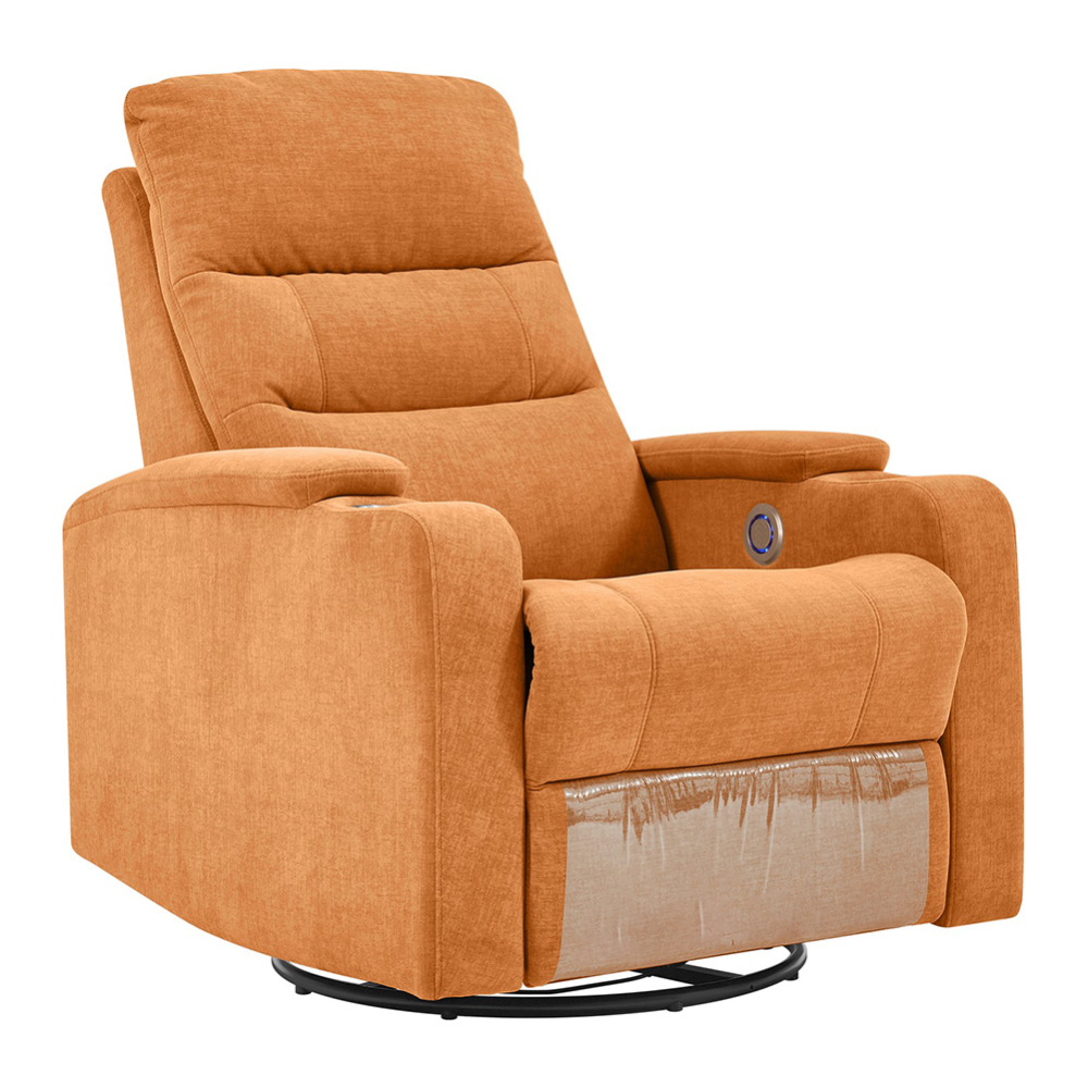 Power Swivel Recliner Chair with Dual USB Ports and Cup Holder