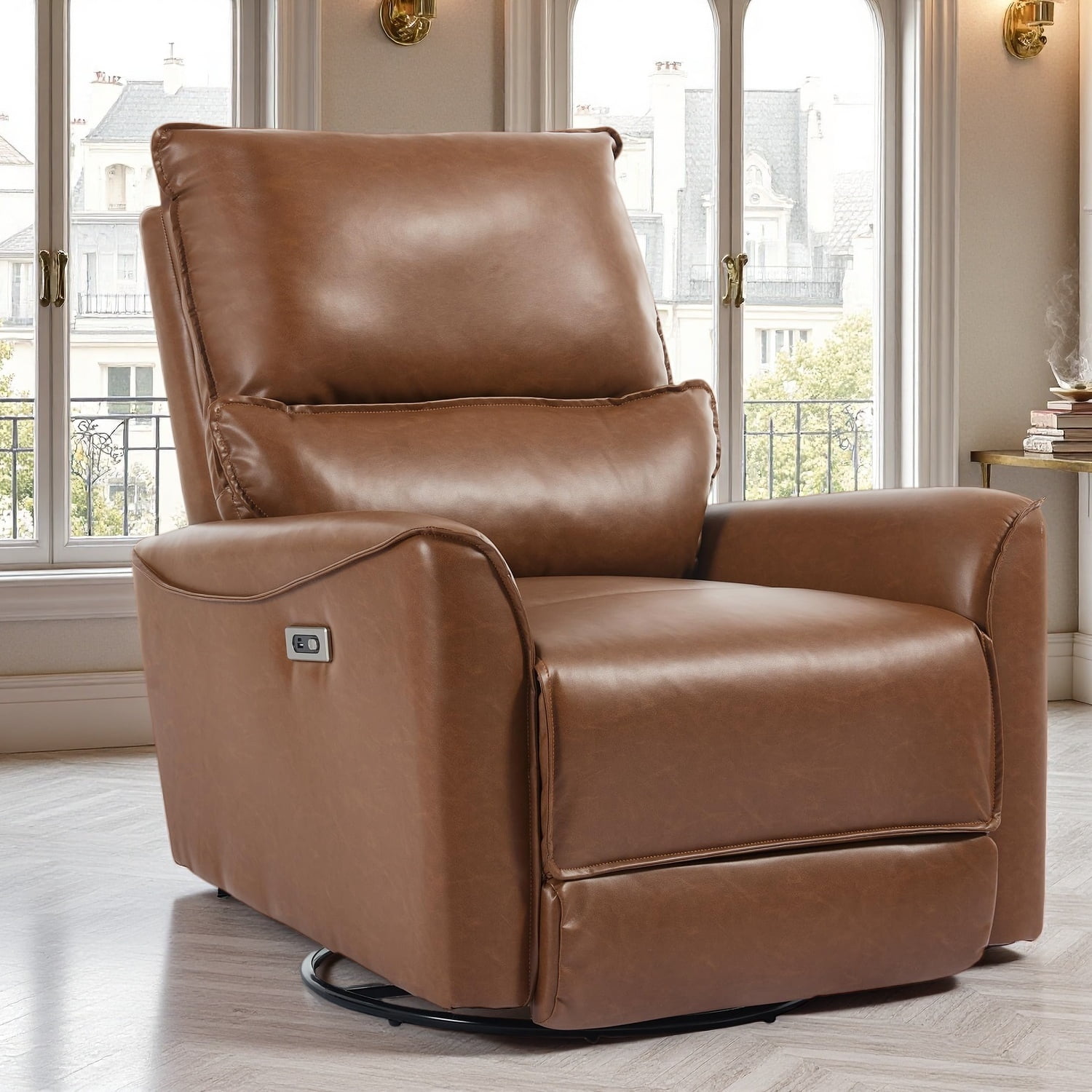 Power Swivel Rocker Recliner Chair for Adults, Leather Glider