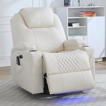 Power Swivel Rocker Recliner Chair for Adults Rocking Recliner with Heat and Massage Cup Holder LED Lights Usb Type-C Ports Side Pocket for Living Room