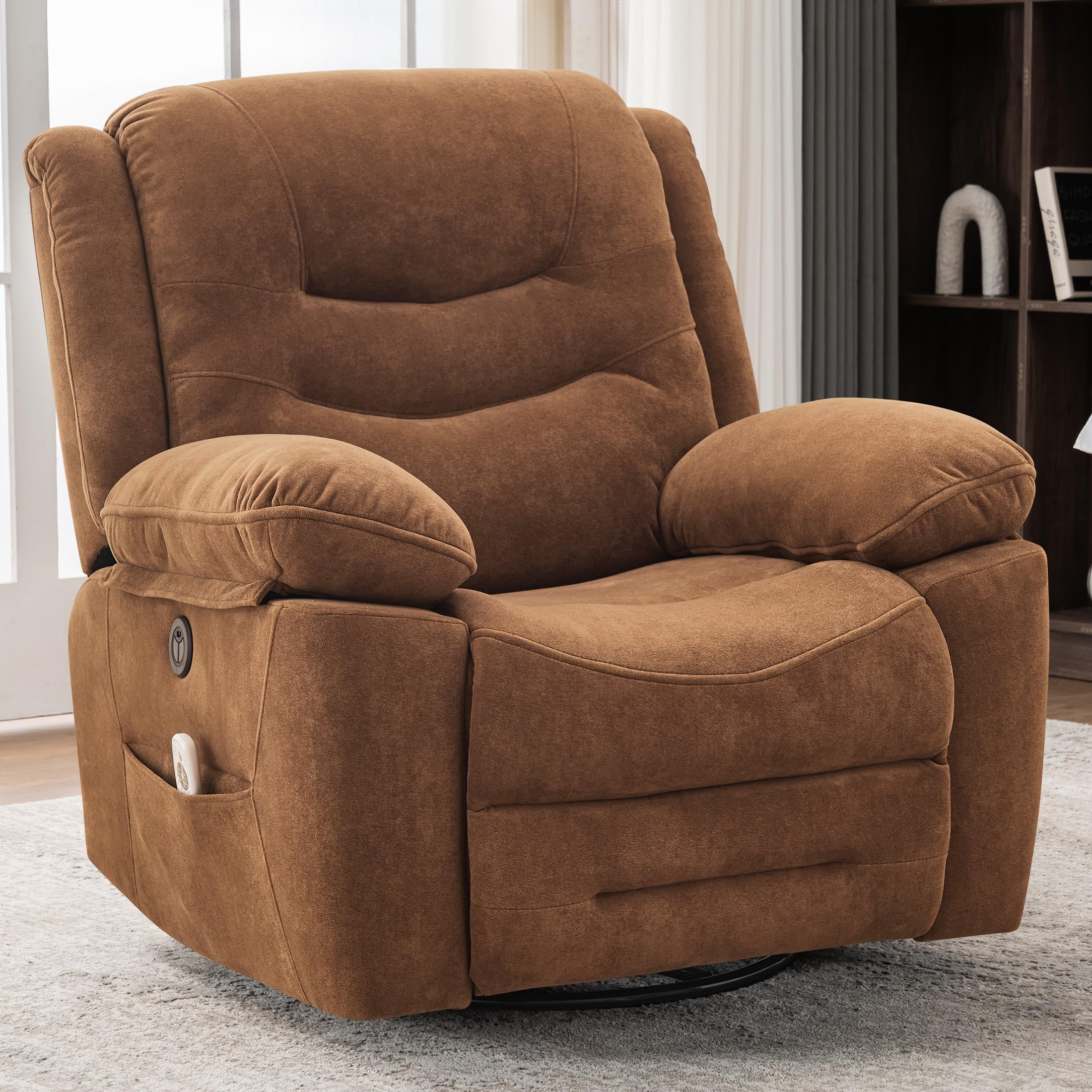 Power Swivel Rocker Recliner with Massage and Heat, USB Port, Infinite ...