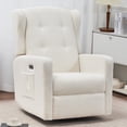 thumbnail image 1 of Power Swivel Rocking Recliner Chair, Electric Rocker Nursery Glider Chair, USB and Type-C Ports, Upholstered Teddy Fabric Reclining Single Sofa Chair for Living Room (Teddy Beige), 1 of 8