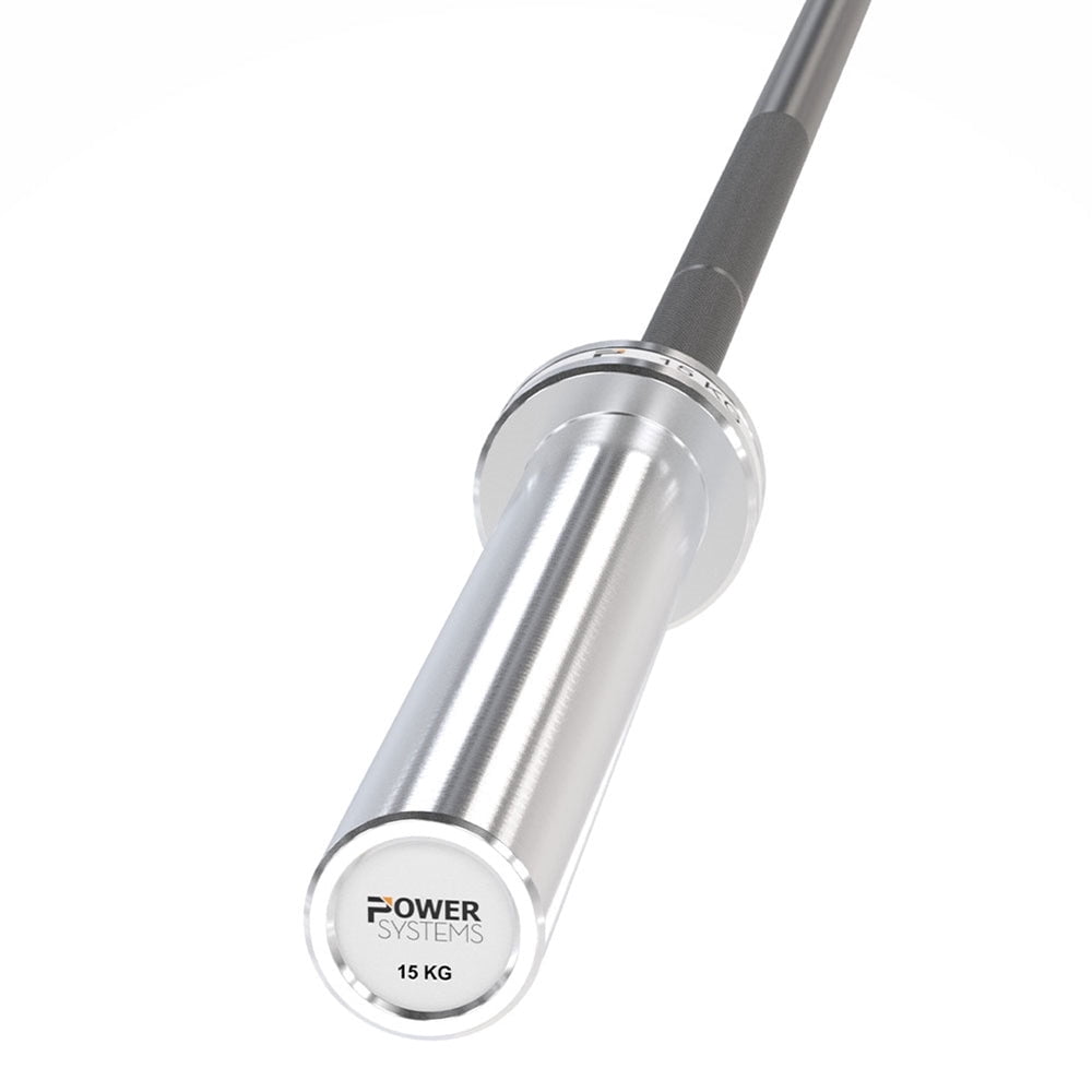 Power Systems 15kg Women’s Hybrid Olympic Barbell, 79" Black Zinc & Stainless Steel Weight Bar