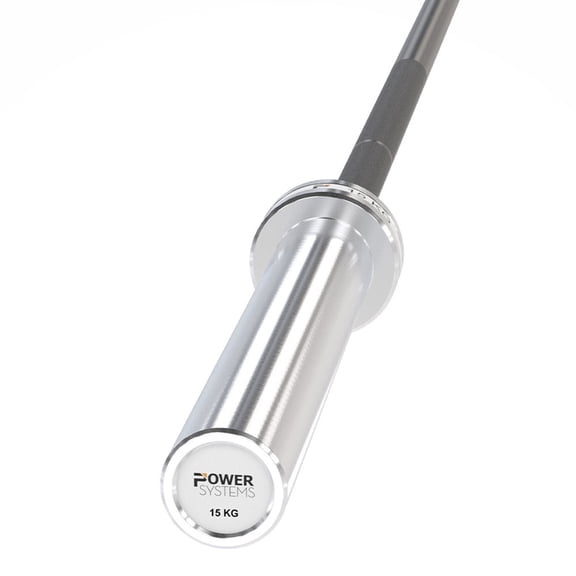 Power Systems 15kg Womens Hybrid Olympic Barbell, 79" Black Zinc & Stainless Steel Weight Bar