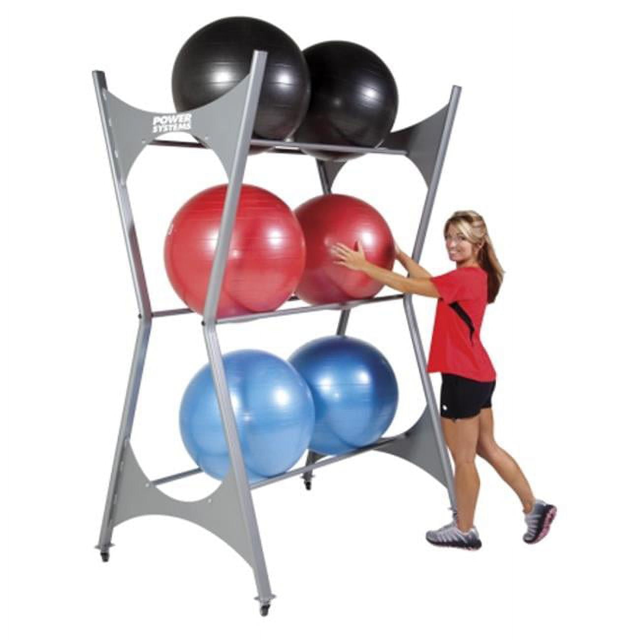 Power Systems 92474 Elite Stability Ball Storage Rack with Casters and ...