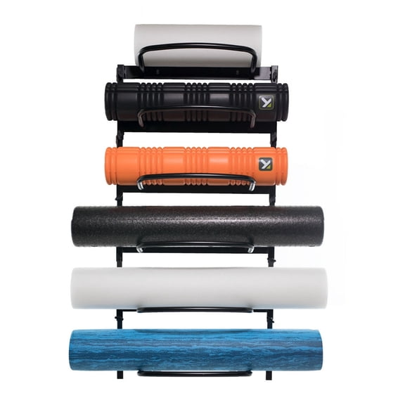 Power Systems Economy Wall Rack, 6-Roller Yoga Mat Wall Storage & Foam Roller Holder